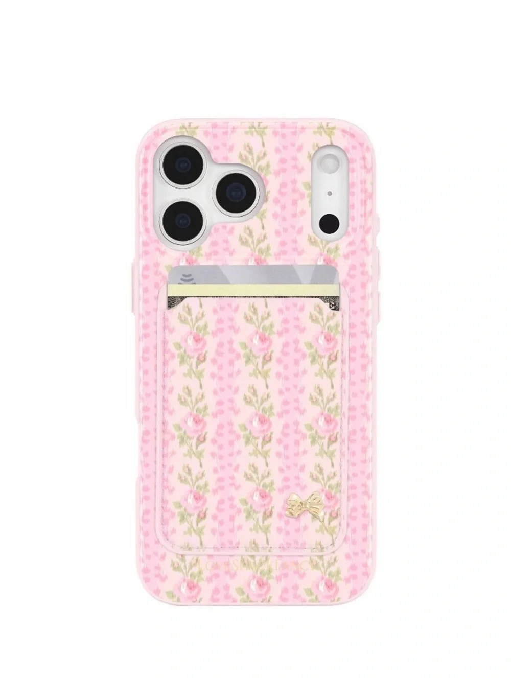 LoveShackFancy x Target Pink Floral Card Pocket with Gold Bow Accent